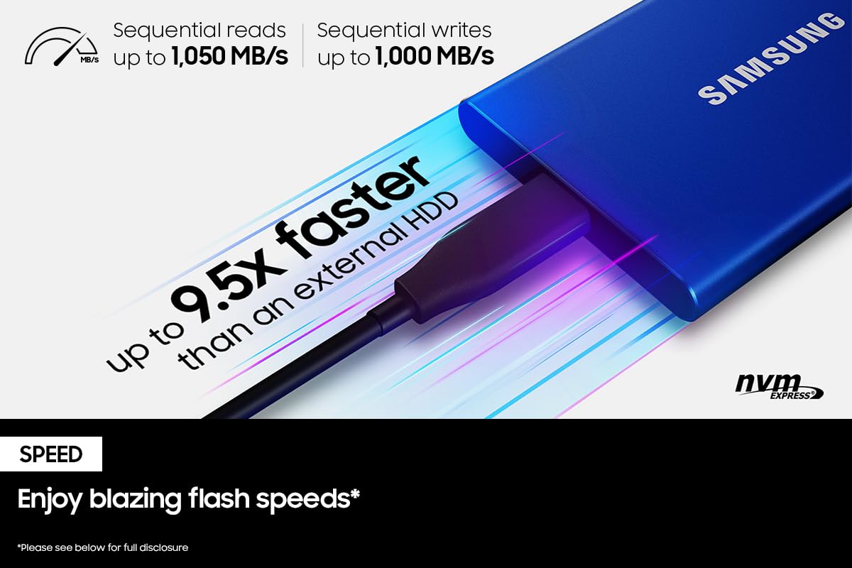 SAMSUNG T7 Portable SSD, 2TB External Solid State Drive, Speeds Up to 1,050MB/s, USB 3.2 Gen 2, Reliable Storage for Gaming, Students, Professionals, MU-PC2T0R/AM, Red