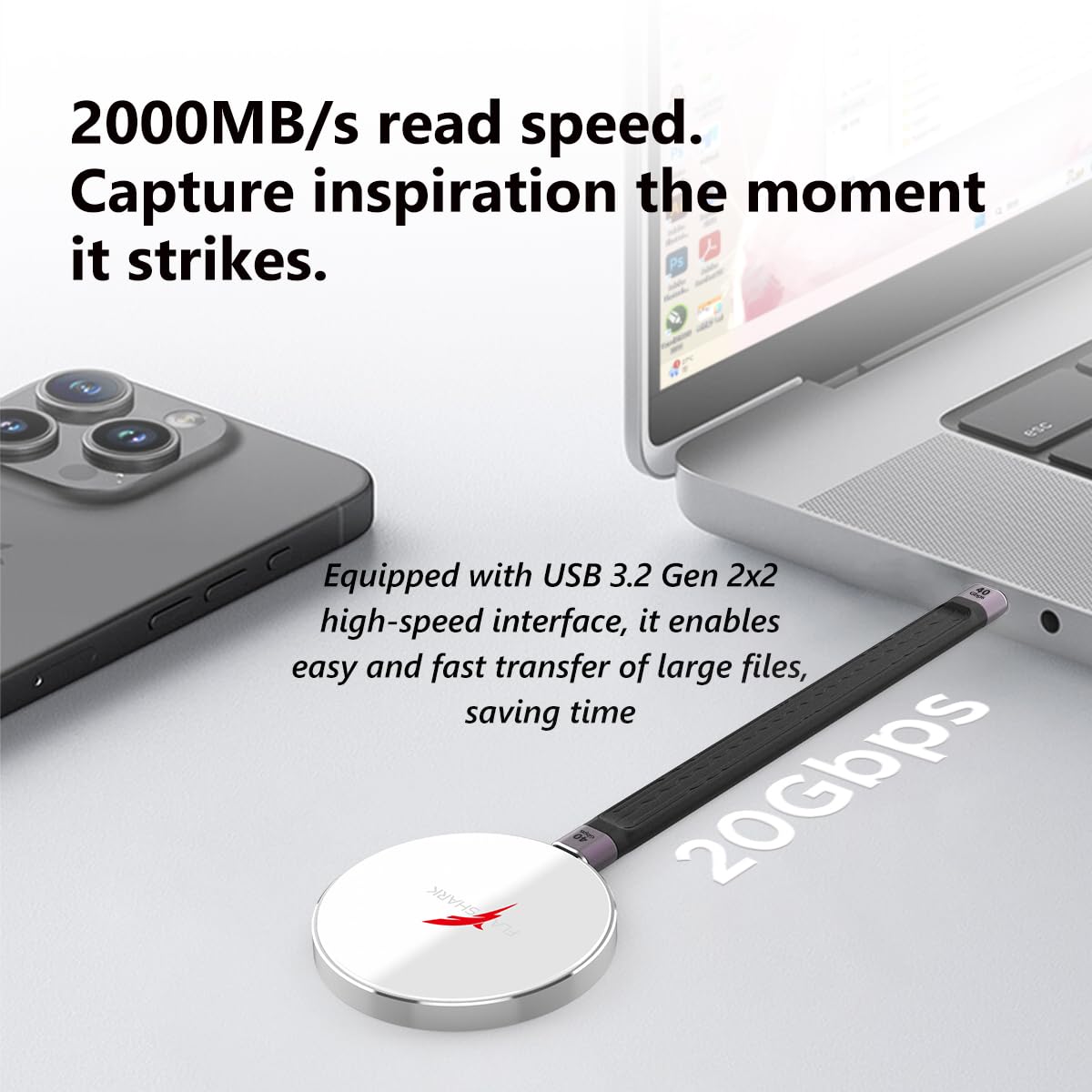 FLA SHARK UH100 1TB Magnetic SSD, 2000MB/s for Smartphones
