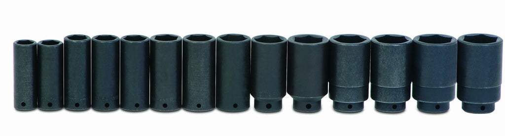 Williams JHWWS-1419RC SUPERTORQUE 19-Piece 1/2-Inch Drive SAE Deep Impact 6 Point Socket Set, Black Industrial Finish, Designed for Maximum Engagement on 6-Point Fasteners