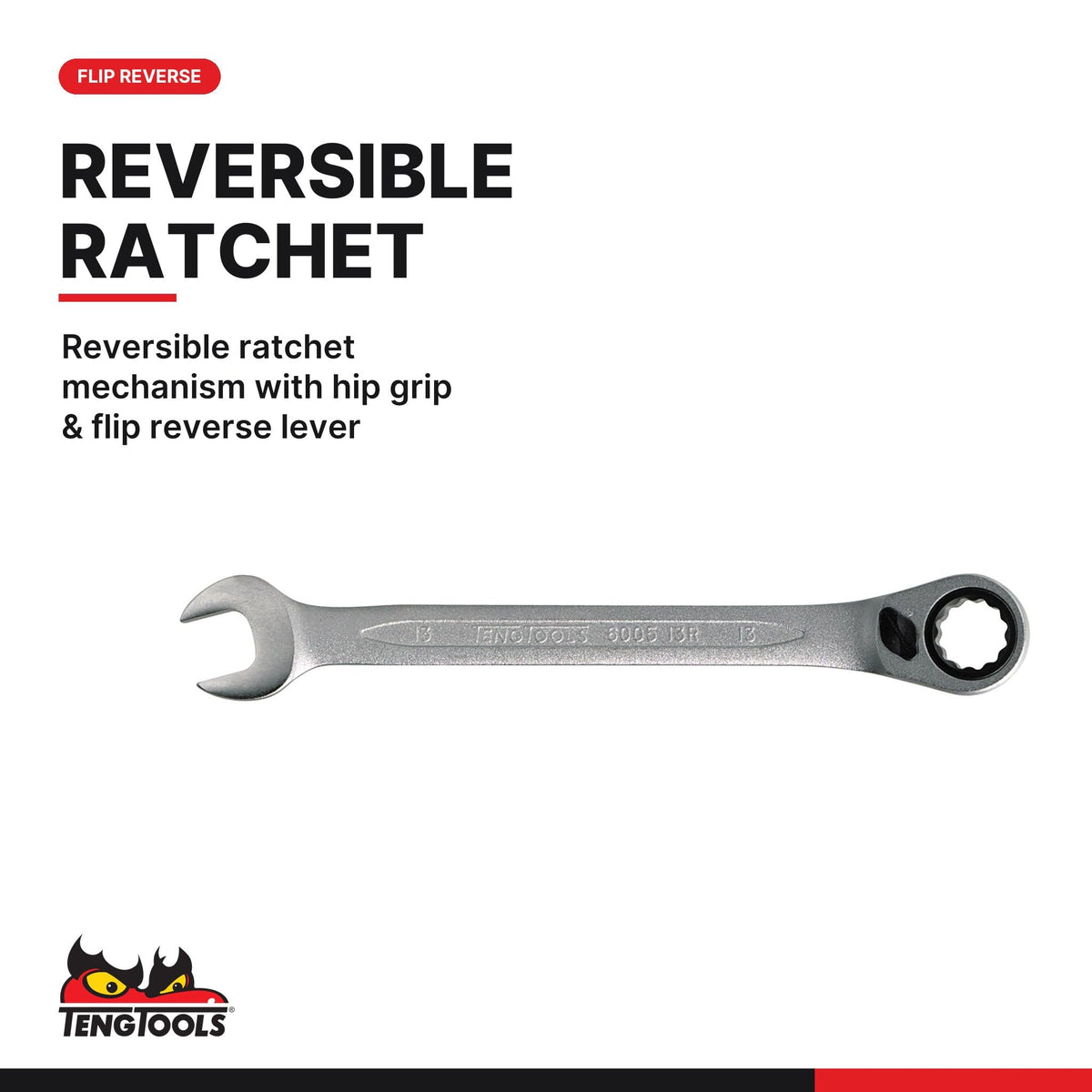 Teng Tools 12 Piece Metric Ratcheting Wrench Set 8-19 mm FOAM2 - TED6512R