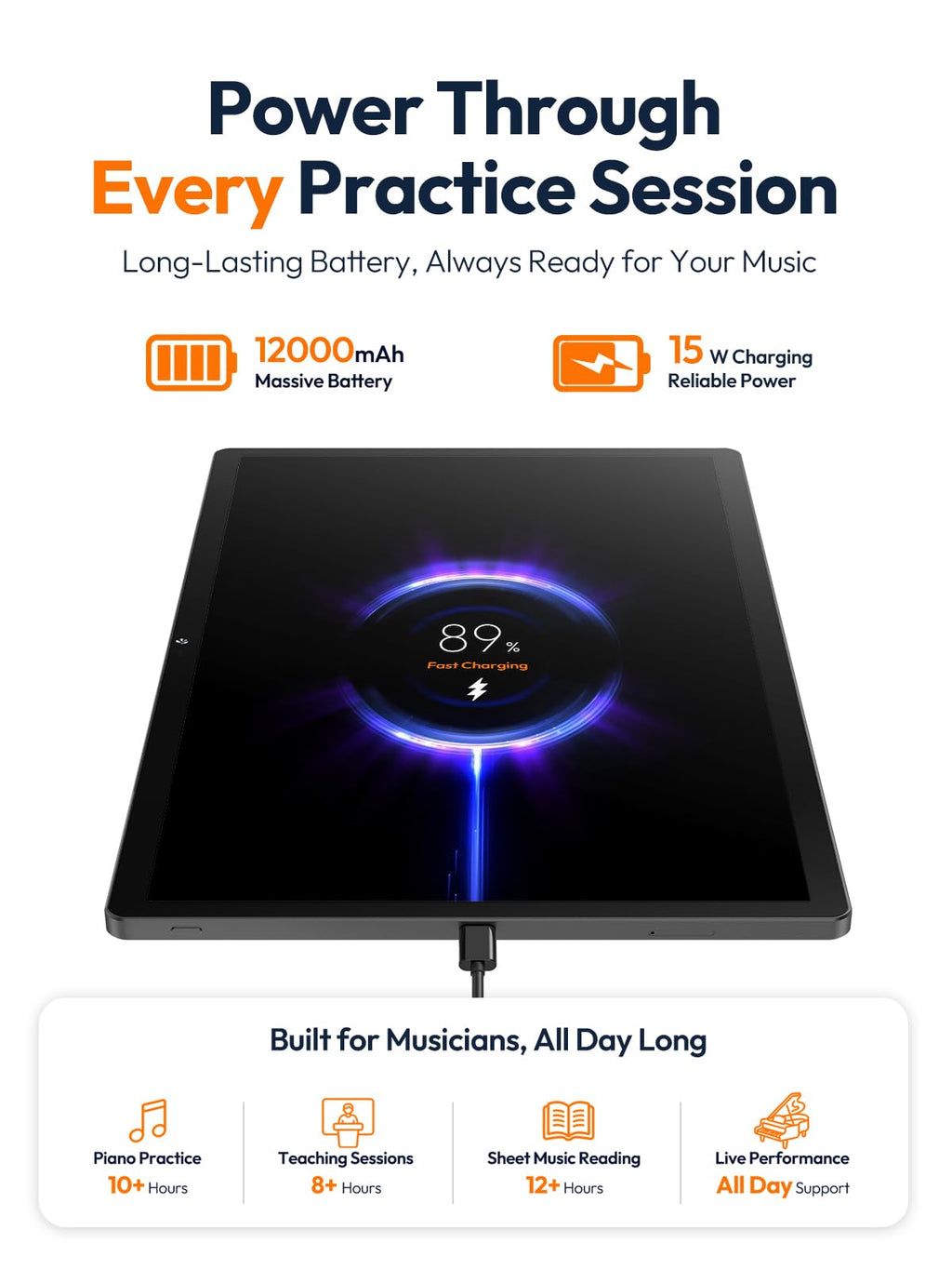 15.6 Inch Android 16 Tablet, FHD IPS Sheet Music Display for Musicians