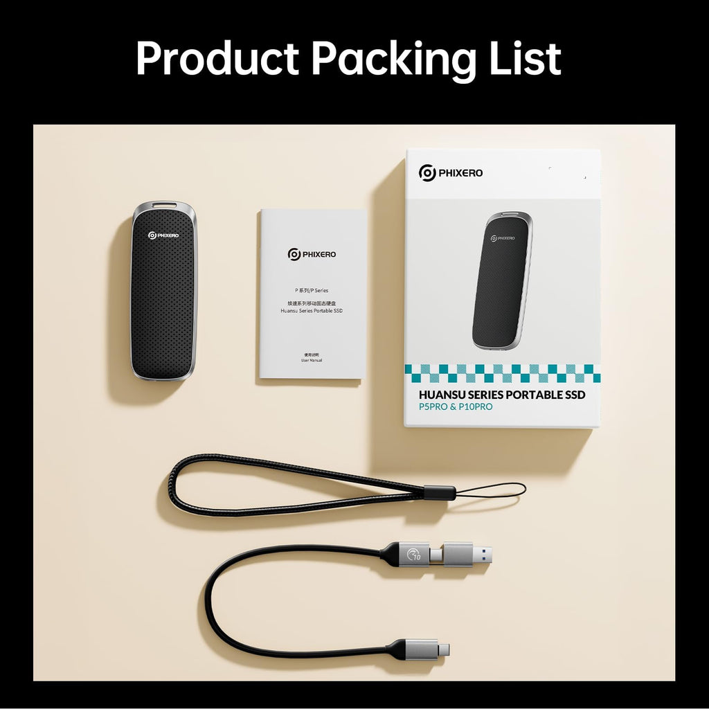 P10PRO External SSD 1TB, Portable SSD NVMe, USB 3.2 Gen2, 1050MB/s