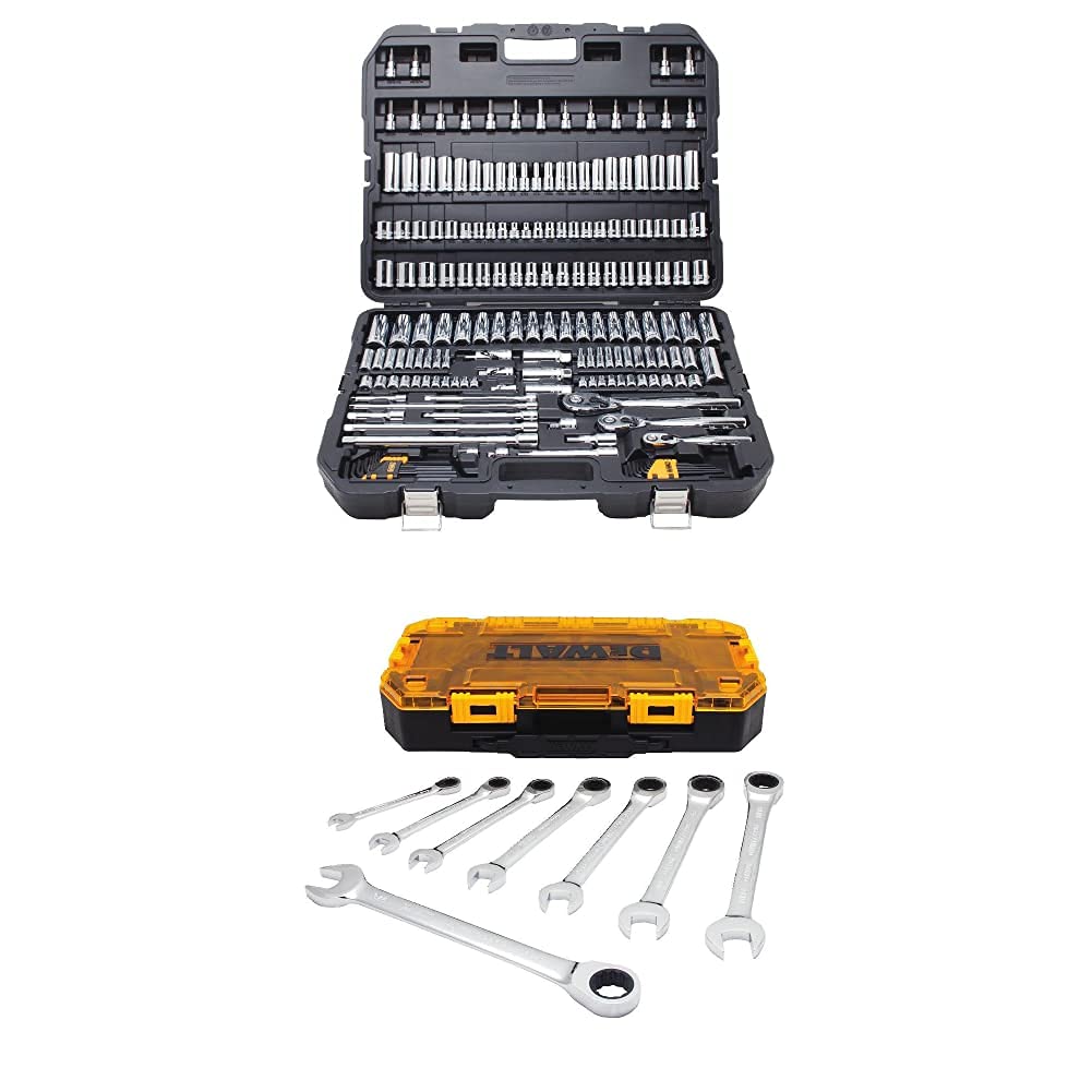 DEWALT 192 Pcs. Mechanics Tool Set, 1/2, 1/4, 3/8 Socket Set, SAE and Metric Socket Wrench Set, Hard Shell Tool Box (DWMT75049)