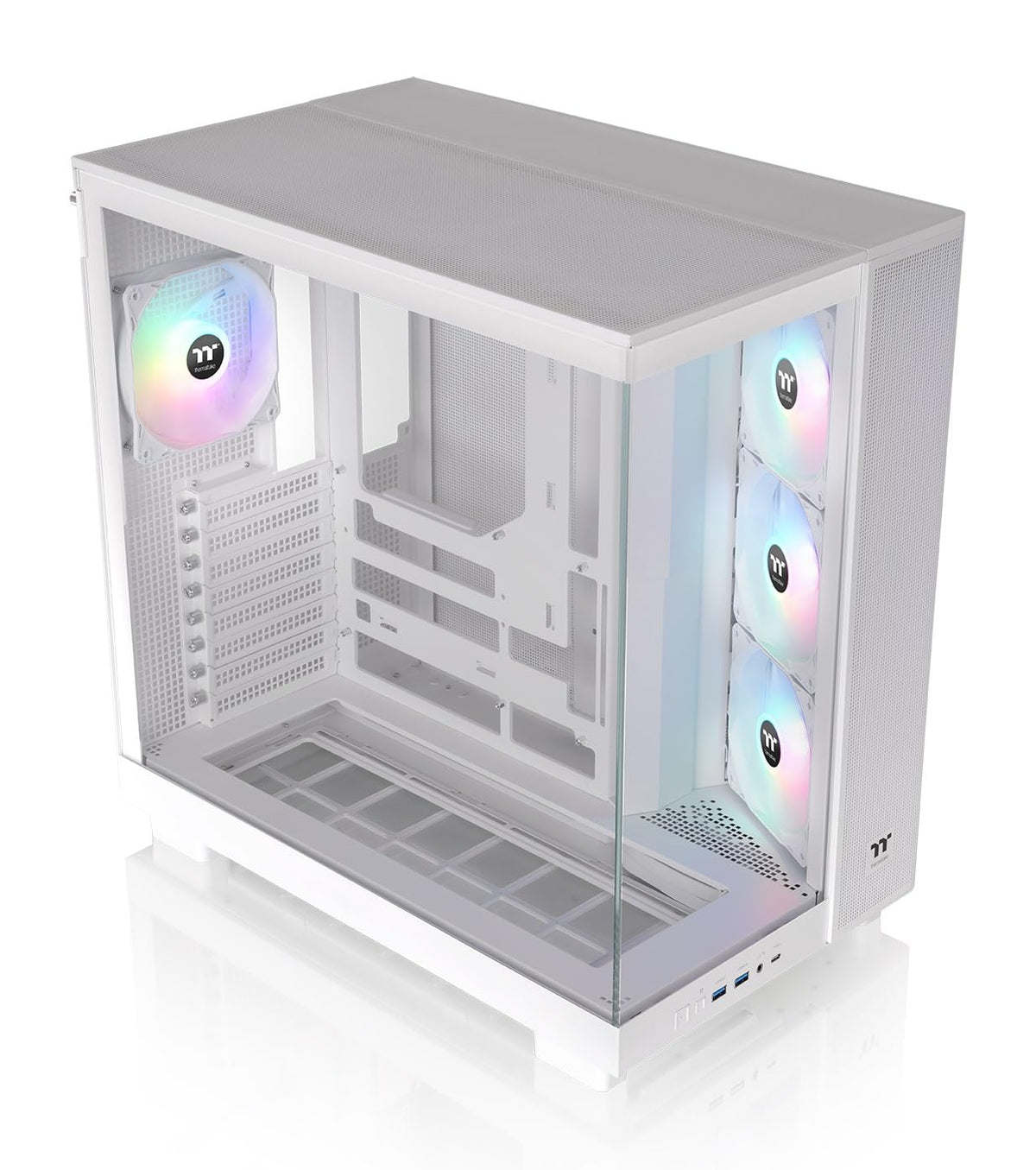 Thermaltake View 380 XL TG ARGB; 4x120mm ARGB Lite Fans Included; 360mm Radiator Support; 420mm GPU Clearance; Hidden Connector Support; Dual Chamber; Flaming Orange; CA-11E-00MRWN-00