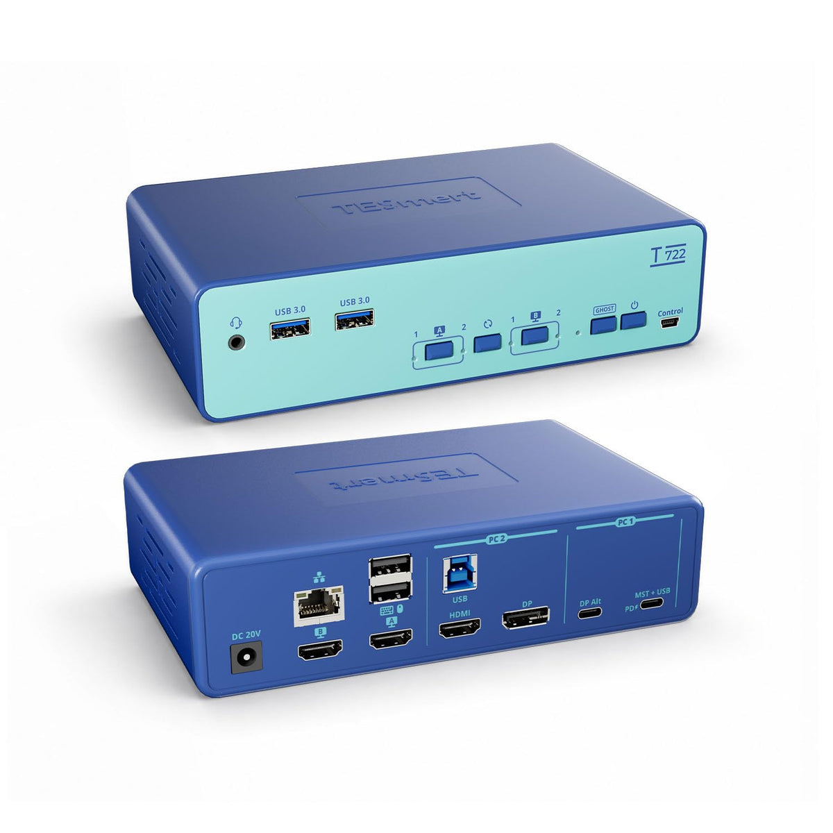 Dual Monitor 4K KVM Switch 2 Computers, 2 USB C for Laptop, DP HDMI Desktop