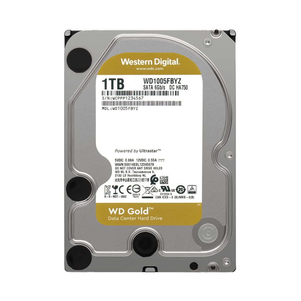Western Digital 1TB WD Gold Enterprise Class Internal Hard Drive - 7200 RPM Class, SATA 6 Gb/s, 128 MB Cache, 3.5" - WD1005FBYZ