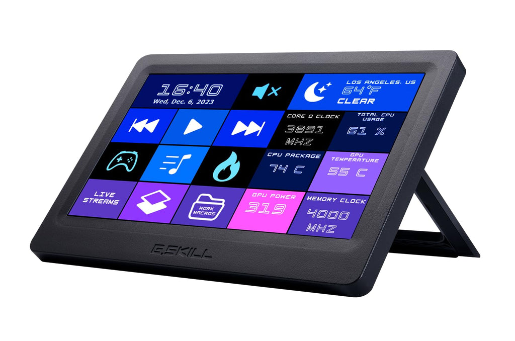 G.SKILL WigiDash PC Command Panel - 7 inch Touch Display, Up to 20 (5x4) Widget Grid, Customizable Hotkeys/Shortcuts/Widgets, Monitor System Performance (Windows 10 and 11, USB Powered)