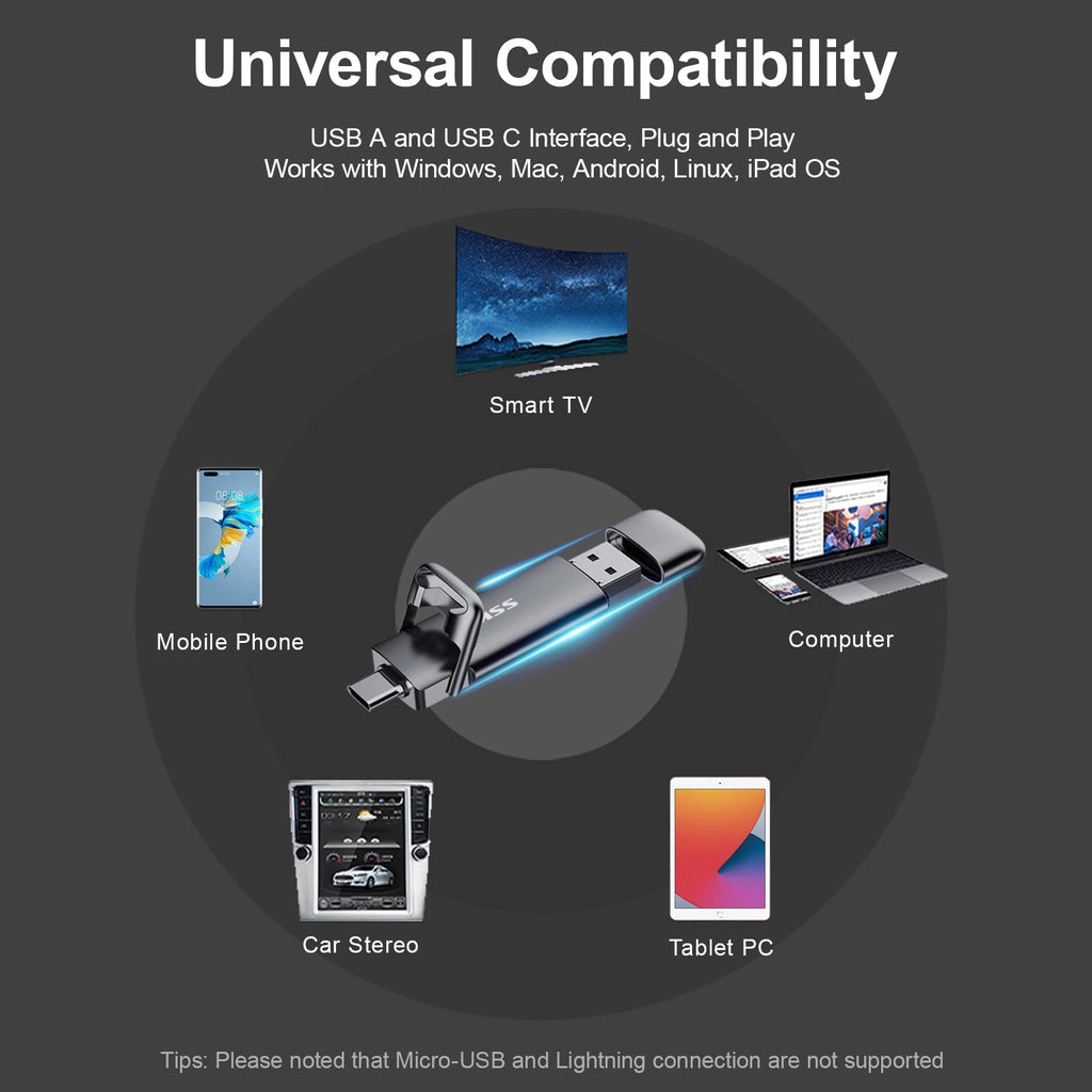 SSK 1TB External SSD Drive up to 550MB/s Dual USB C+A 3. 2 Thumb Drive