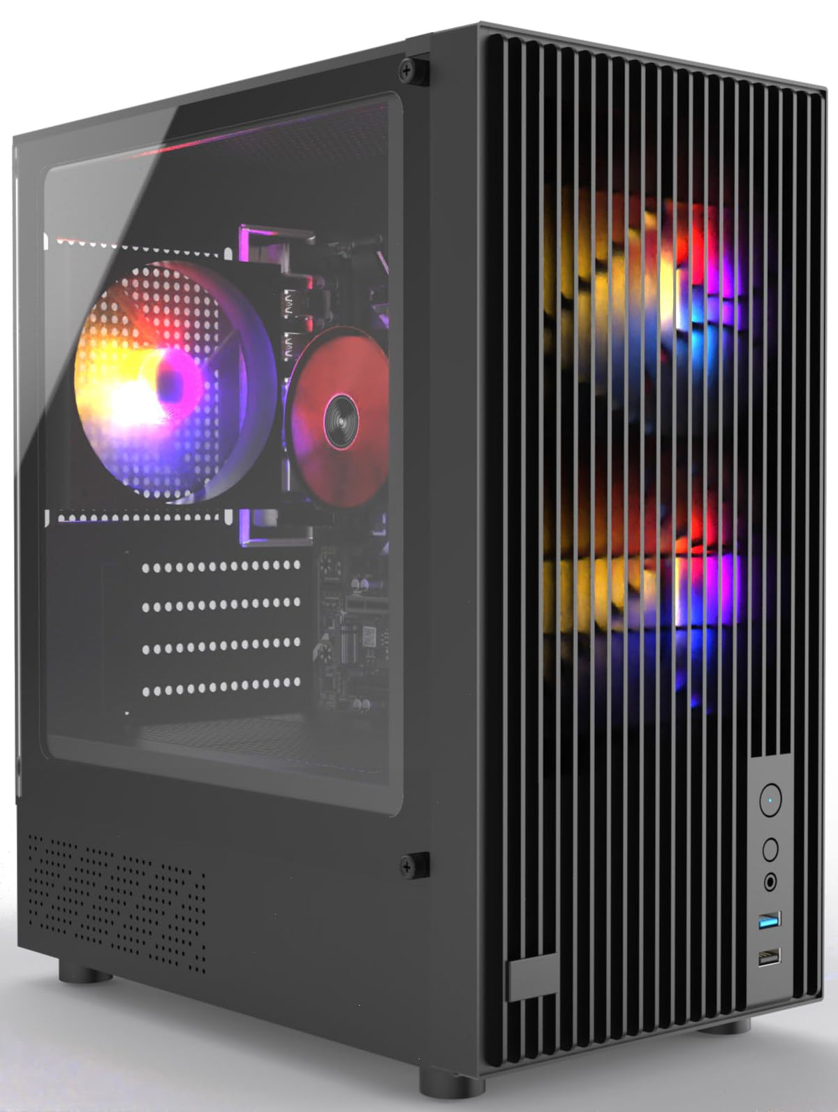 Budget Desktop Computer, i5 CPU Up to 3.6GHz, 8GB RAM, 256GB M.2 SSD, Integrated Graphics, Colorful Case Fans x 3, WiFi 6 + BT5.3, Prebuilt Computer for Home, Office and Study, Win 11 Home