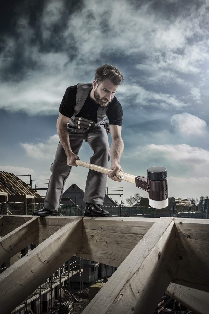Halder Simplex Sledgehammer 80mm – Superplastic Inserts, Cast Iron Housing with Protection Sleeve, Varnished Hickory Handle, Non-Marring Heavy-Duty Sledge – 3007.081