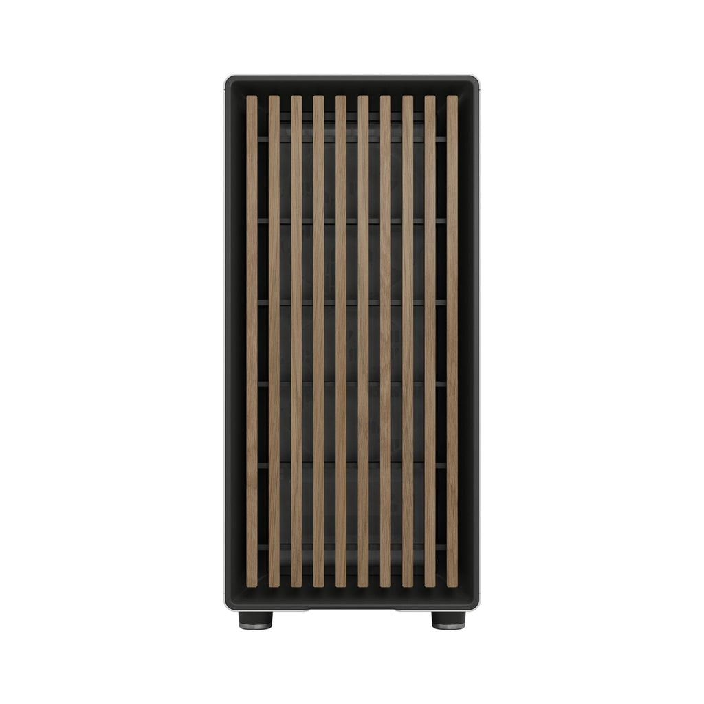 Fractal Design North Chalk White Tempered Glass Clear - Genuine Oak Wood Front - Glass Side Panel - Two 140mm Aspect PWM Fans Included - Type C USB - ATX Airflow Mid Tower PC Gaming Case