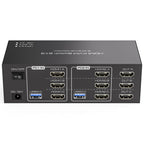 USB C KVM Switch Docking Station for 2 Montors 2 Laptops or MacBook with Displaylink,14-in-1 Thunderbolt Docking Station Support Extended/Copy Mode with 4K@60Hz HDMI and Displayport Dual Display Out