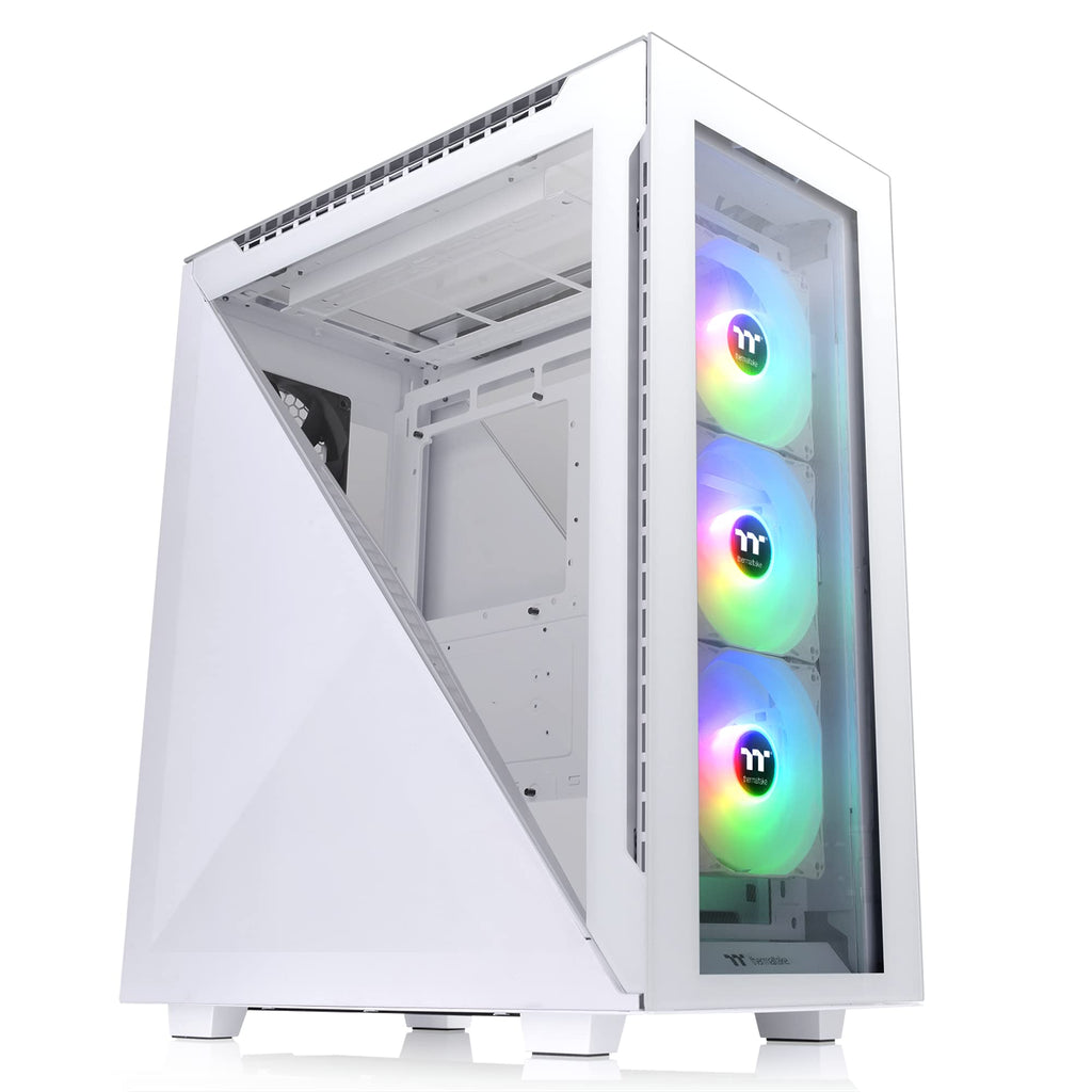 Thermaltake Divider 500 TG Black Color ARGB ATX Mid Tower Tempered Glass Computer Case with 3 120mm 5V ARGB Front Fans + 1 120mm Standard Rear Fan + 2 Symmetrical Triangular Panels CA-1T4-00M1WN-01