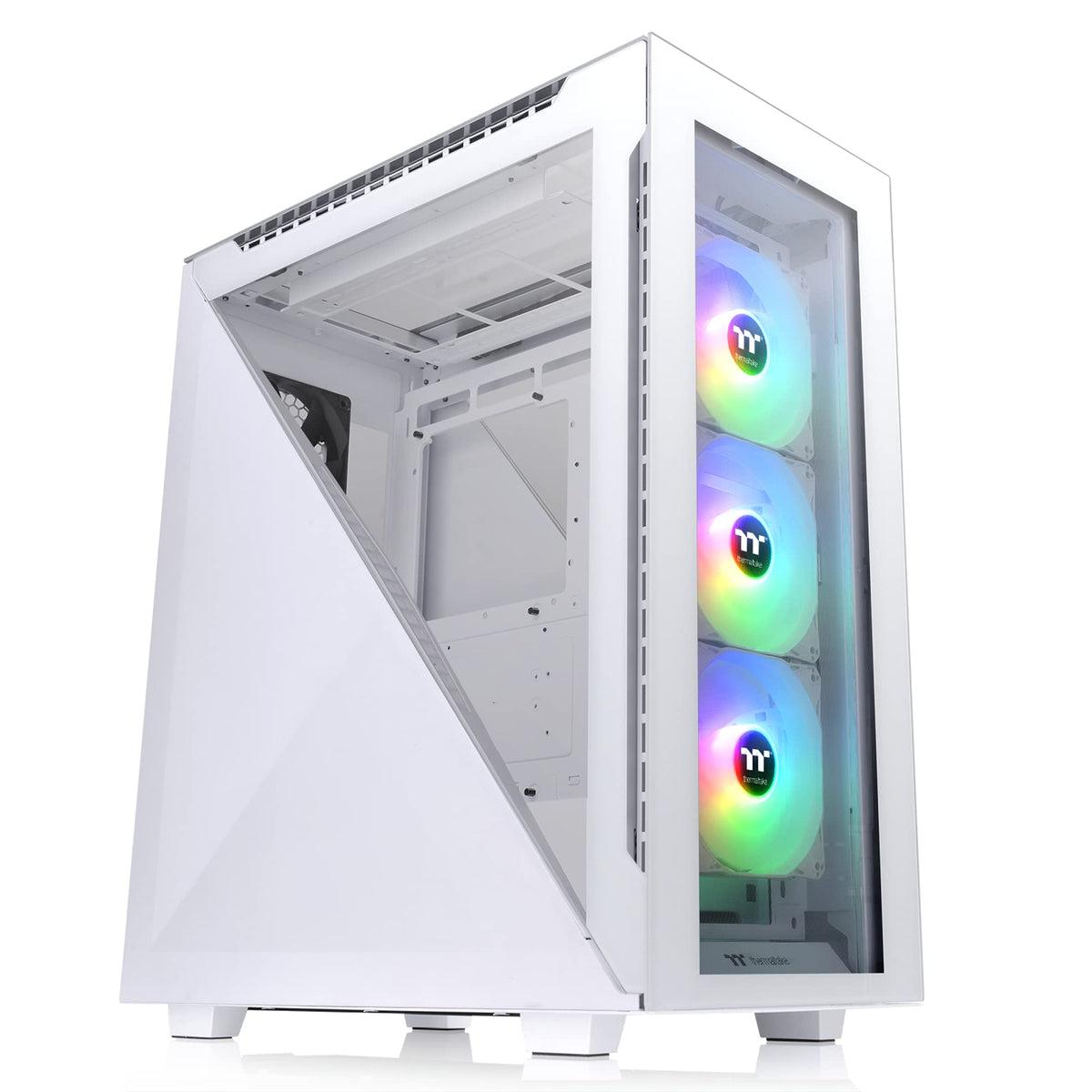 Thermaltake Divider 500 TG Black Color ARGB ATX Mid Tower Tempered Glass Computer Case with 3 120mm 5V ARGB Front Fans + 1 120mm Standard Rear Fan + 2 Symmetrical Triangular Panels CA-1T4-00M1WN-01