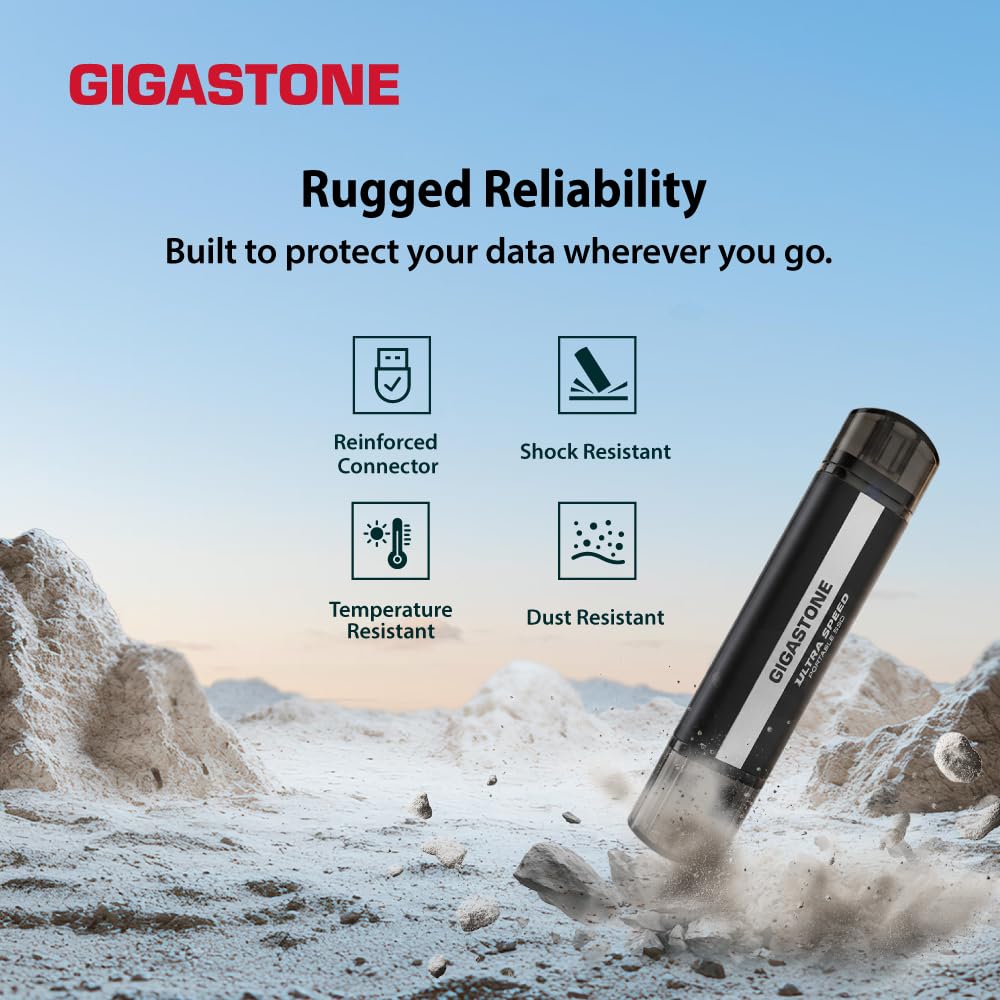 Gigastone USB-C External SSD 1TB Gaming iPhone15 USB3.2 Gen2 1,050MB/s USB-A&C Dual Portable Solid State Drive MacBook iPad Laptop Smartphone SSD Backup Hard Drive for PS5 Console