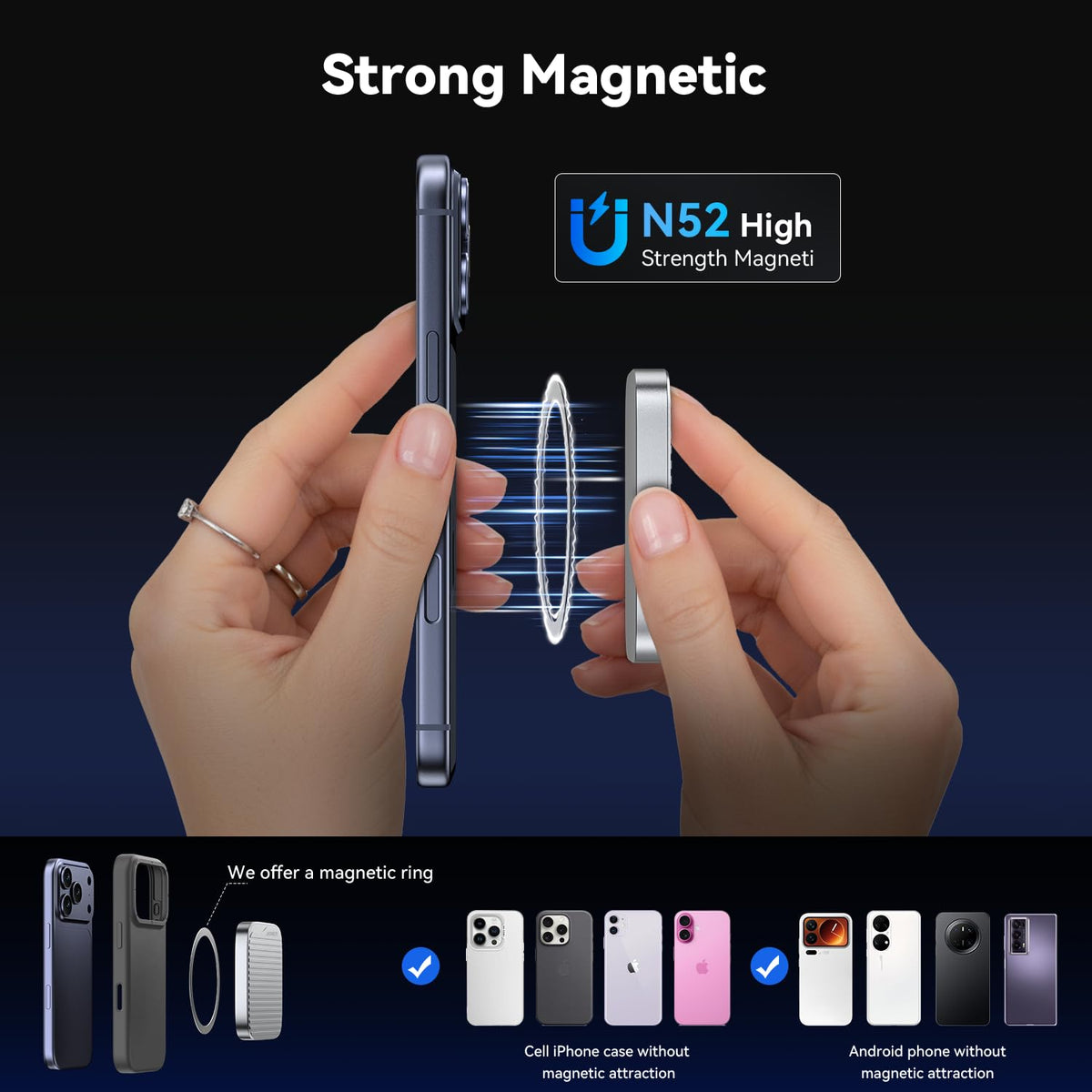 960G External SSD Magnetic Portable SSD USB 3.2 Gen 2x2 up to 2000MB/s 4K 120 fps ProRes HDR Video Record Metal USB-C External Solid State Drive for iPhone 16 Pro Max, Smartphone, Tablet, Laptop