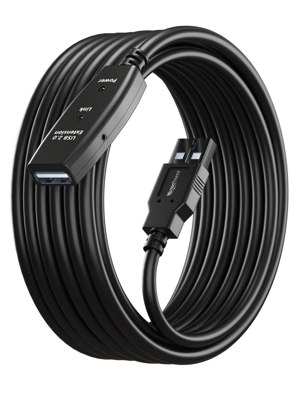 MutecPower 100 Feet Active USB Extension Cable 3.0 Male to Female with 3 Extension chipsets Signal Booster - Repeater Cord 30 Meters / 100 Feet (AC Power Supply Included)