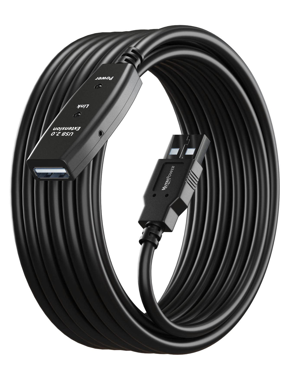 MutecPower 100 Feet Active USB Extension Cable 3.0 Male to Female with 3 Extension chipsets Signal Booster - Repeater Cord 30 Meters / 100 Feet (AC Power Supply Included)