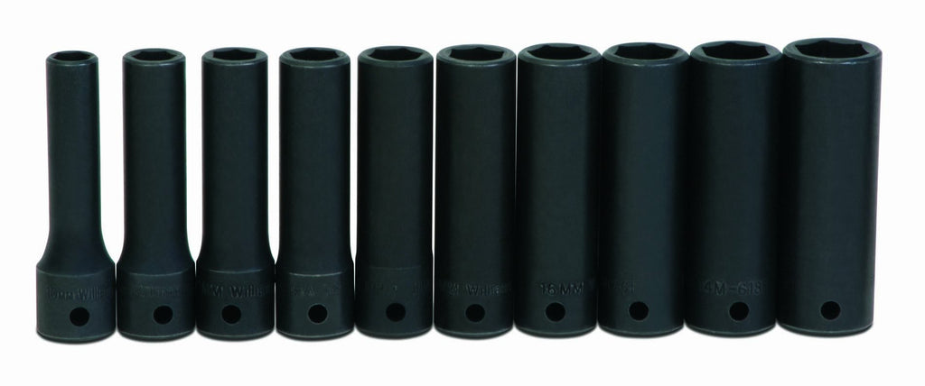 Williams JHWWS-1419RC SUPERTORQUE 19-Piece 1/2-Inch Drive SAE Deep Impact 6 Point Socket Set, Black Industrial Finish, Designed for Maximum Engagement on 6-Point Fasteners