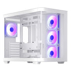 darkFlash ATX Mid-Tower Gaming PC Case, Back Plug-in BTF Motherboard, with 4 ARGB Fans Computer Case, Full View Curve Glass Dual-Chamber PC Case, Type C Port, Supports Dual 360mm AIO, White(DPW90)