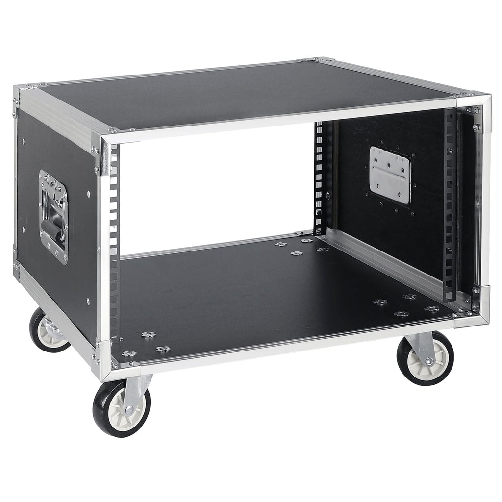 AV Gear Rack 6U Home Audio & Video Stage Stereo Equipment Storage Cabinet Stand On Wheels - Mobile Floor Standing - 6U 19in Server IT Network Data Devices Storage Rack Cabinet