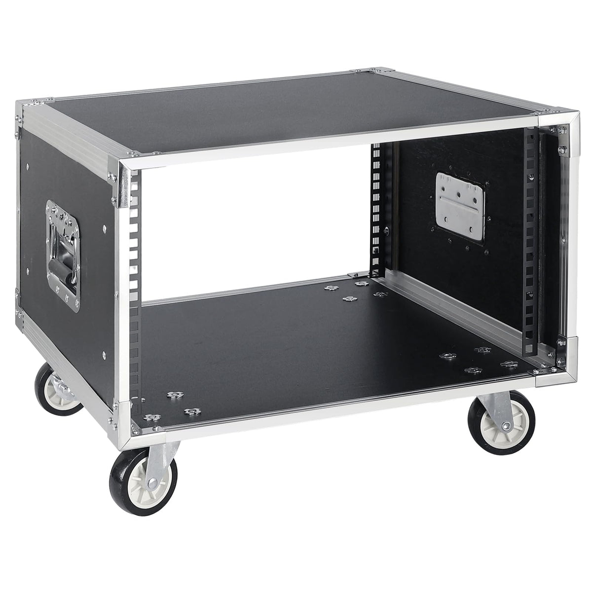 AV Gear Rack 6U Home Audio & Video Stage Stereo Equipment Storage Cabinet Stand On Wheels - Mobile Floor Standing - 6U 19in Server IT Network Data Devices Storage Rack Cabinet