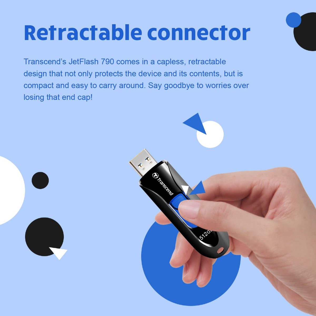 Transcend 512GB JetFlash 790 USB 3.0 Flash Thumb Drive, Black