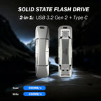 1T Solid State USB Drive, Up to 550MB/s High Speed USB 3.2 Gen 2 Thumb Drive, USB C & USB A Dual Drives, External SSD Storage for iPhone 17/16/15, Android, MacBook, Laptop, PC, iPad and More