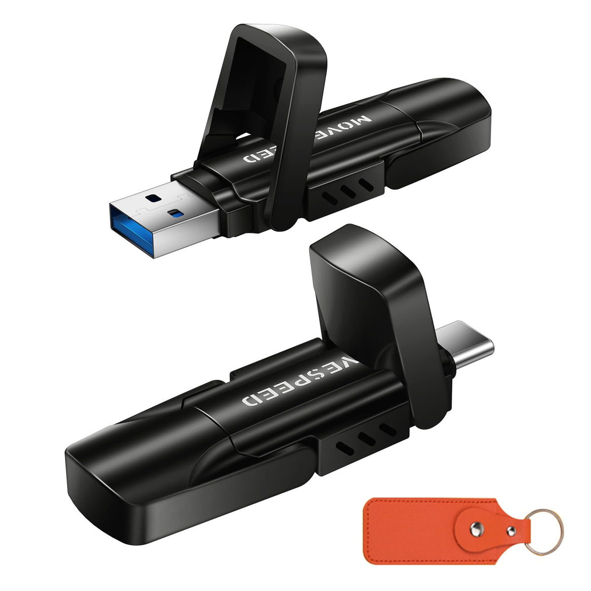 MOVE SPEED 1TB USB Drive, 570MB/S Read Speed External SSD with Dual Port Type C + USB 3.2 Portable SSD for iPhone 17/16/15 Series, Android, Mac, Windows