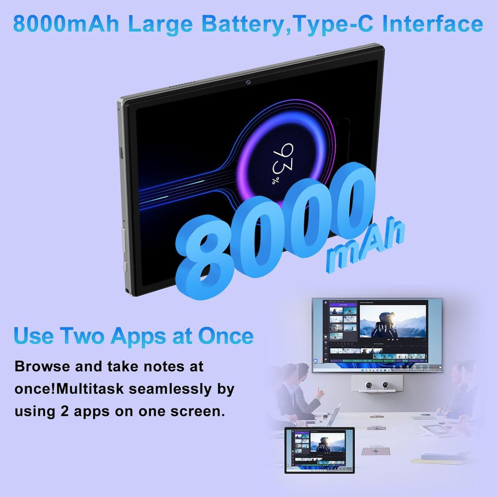 10.1 Inch Android Tablet, Full Metal Body, 30GB RAM+128GB ROM, 2TB TF Expandable, 8000mAh Battery, Incell IPS Display, 5G WiFi BT 5.0, Tablet with Keyboard & Mouse, Gray