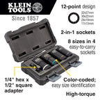 Klein Tools Impact Socket, Metric, 1/2-Inch Drive, 12-Point Deep Sockets