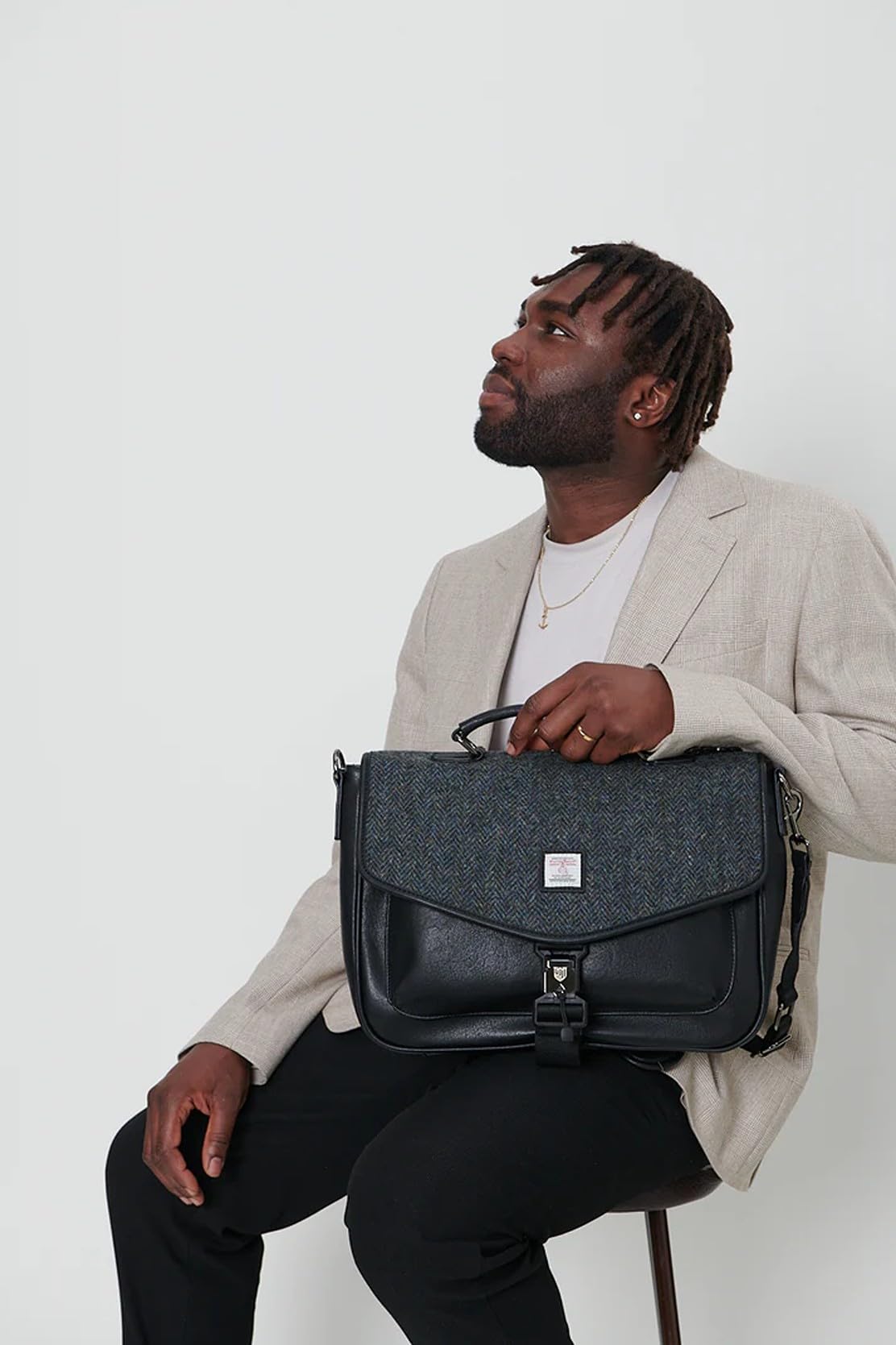 Islander The Laptop Bag - Made of Microfibre Leather & Harris Tweed