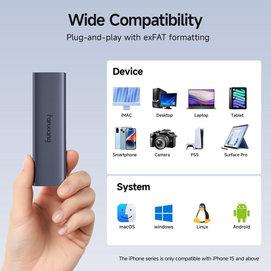 1TB External SSD - Portable SSD External Solid State Drive, 1000MB/s