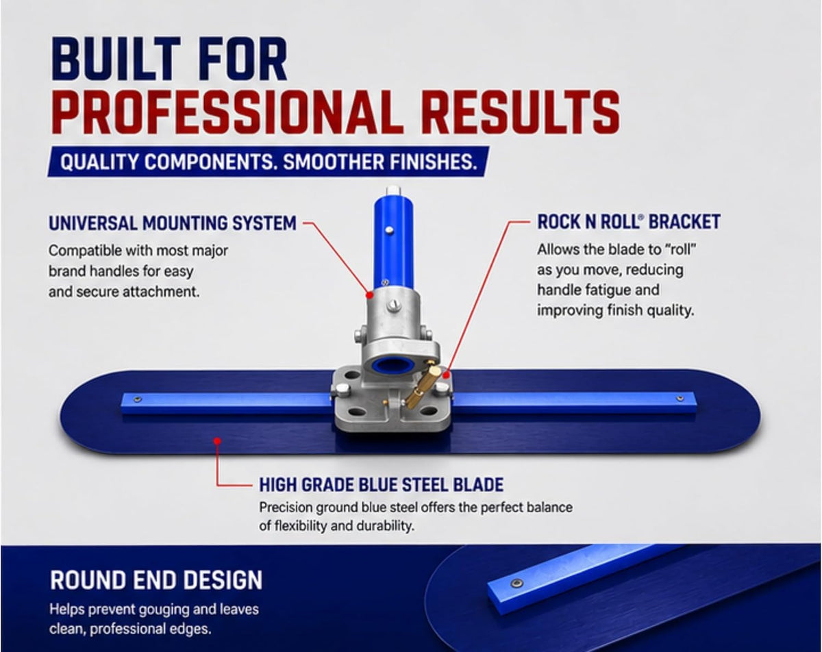 Bon 82-349 Blue Steel Fresno Trowel 24" x 5" Rock N Roll Bracket