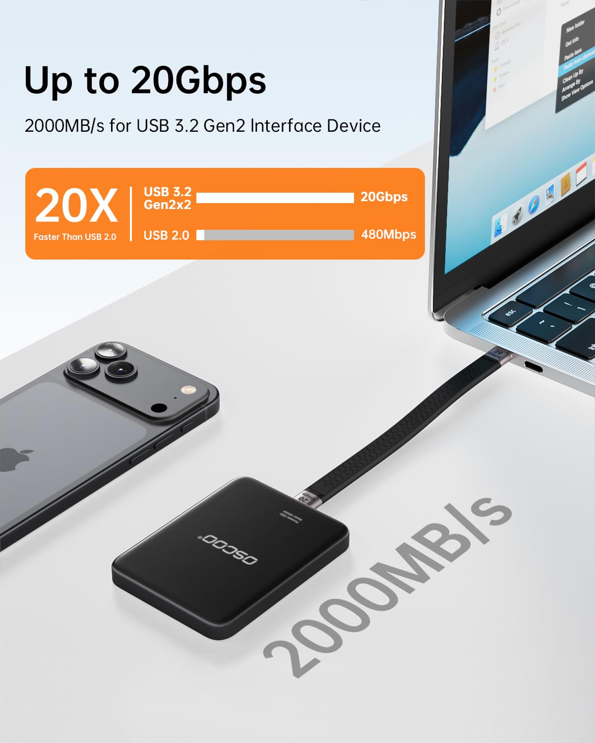 1TB Magnetic Portable SSD, Up to 2000MB/s – External Solid State Drive