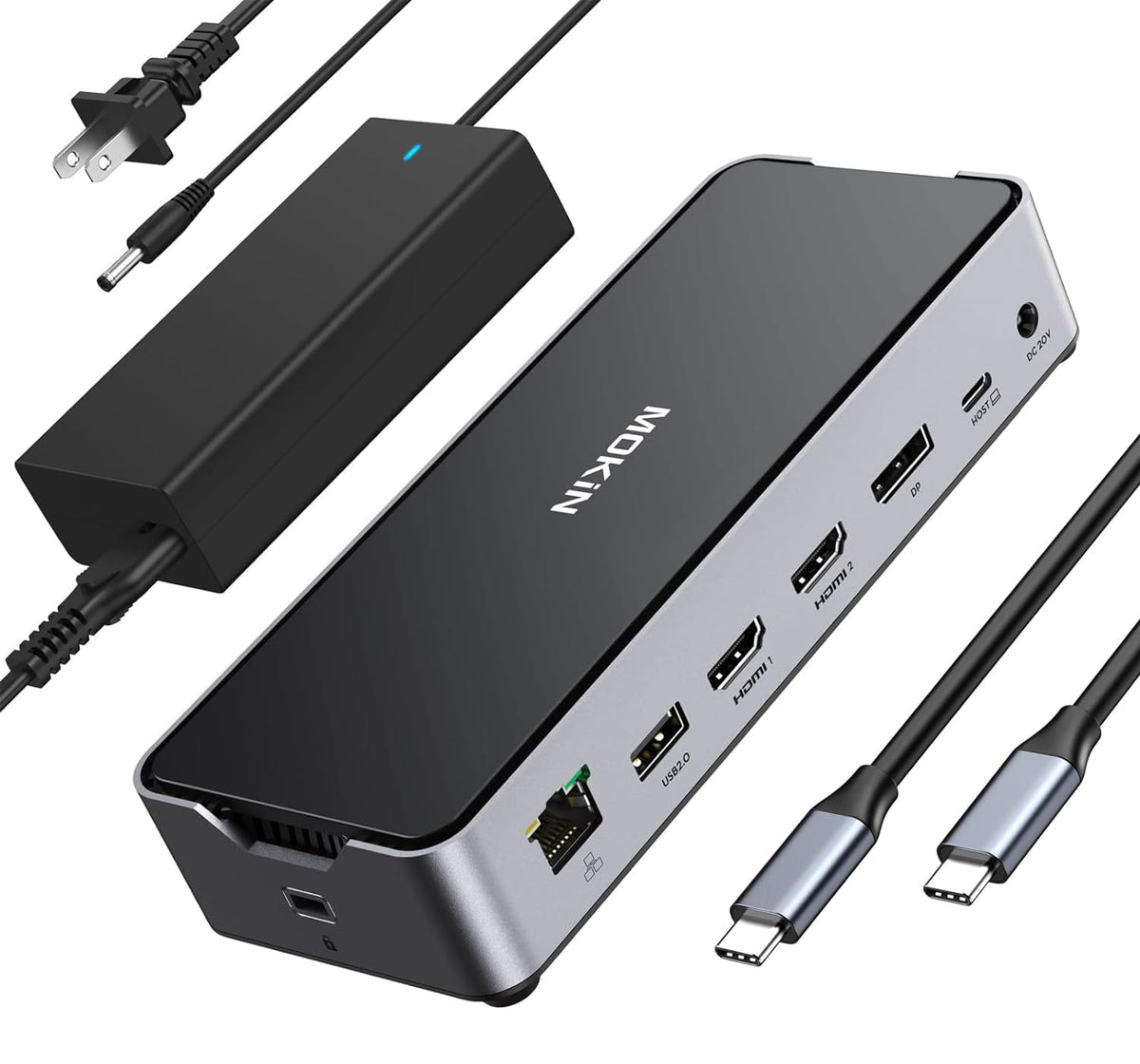 MOKiN USB C Docking Station 3 Monitors, 17-in-1 Triple Display Docking Station with 3 HDMI & 2 DP, 10G USB A/C, Gigabit Ethernet, 100W PD, Smart Display, SD/microSD, for Mac/Dell/Hp(Driver Required)