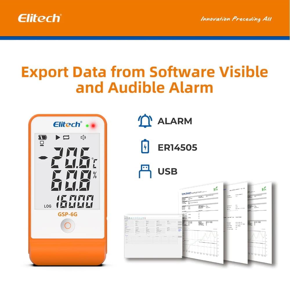 Multiuse Digital Temperature and Humidity Data Logger (Range: -40 to 85°C) Thermal Mapping | Area Mapping with Glycol for Medicine | Vaccine Storage Data Logger | Model: GSP-6 pro