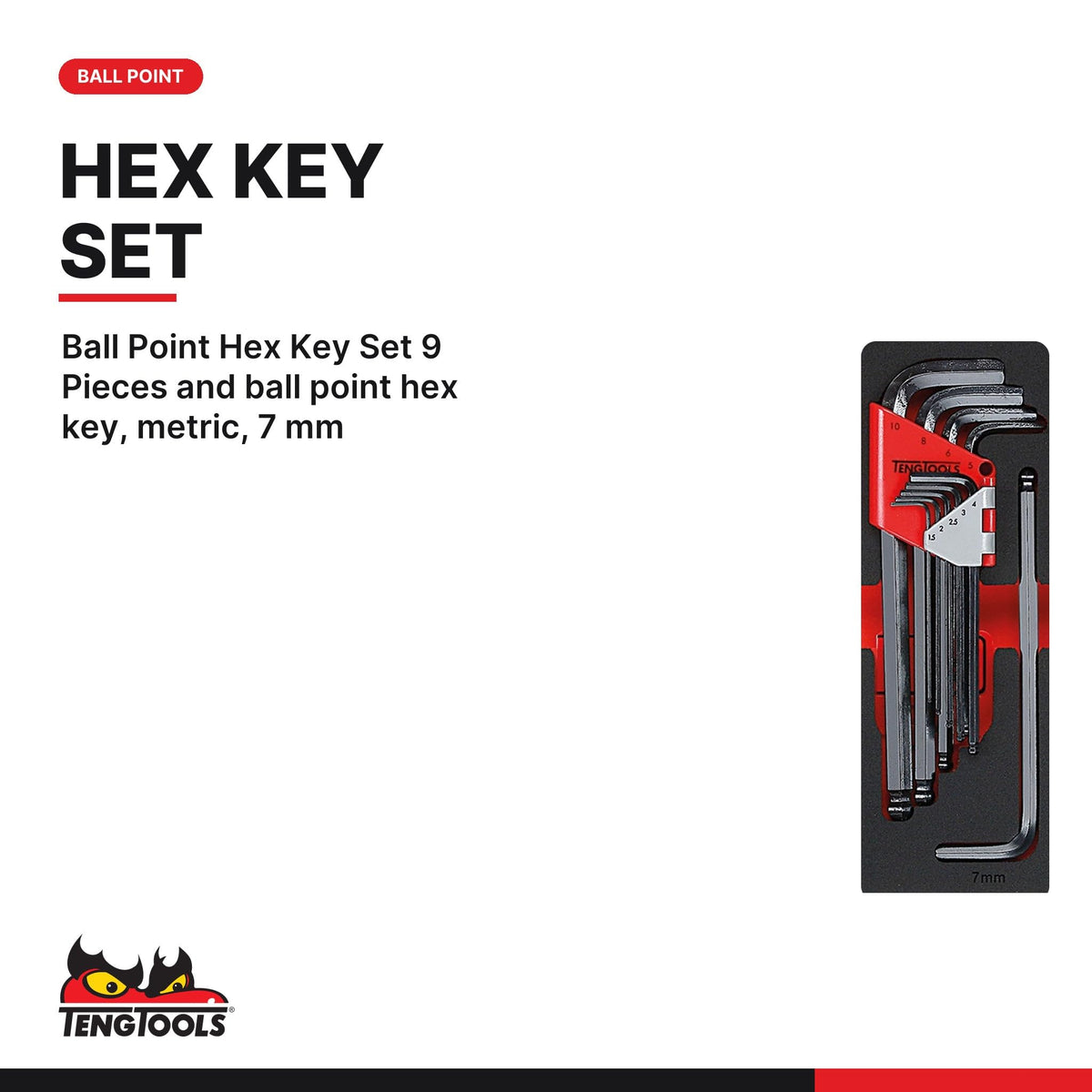 Teng Tools 37-Piece General Tool Set Hand Tools FOAM4X4 Tray - TTEX17