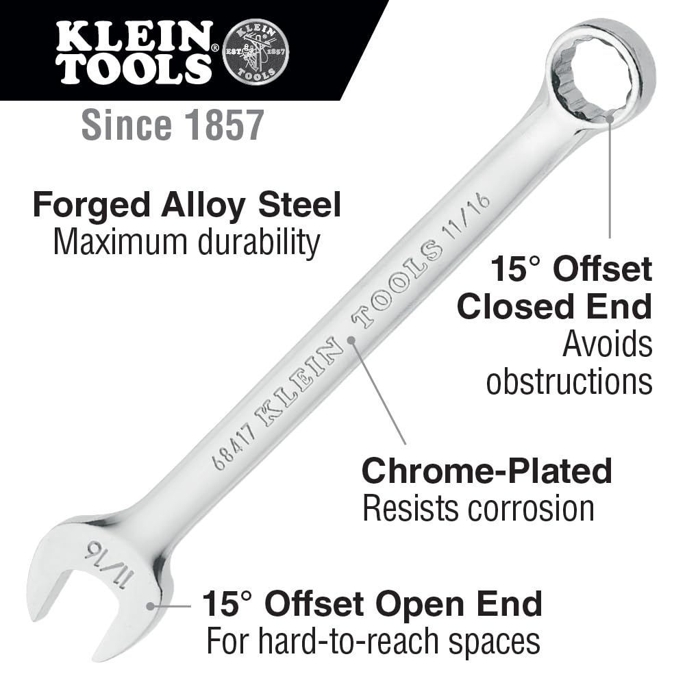 KLEIN TOOLS 68406 14-Piece SAE Combination Wrench Set