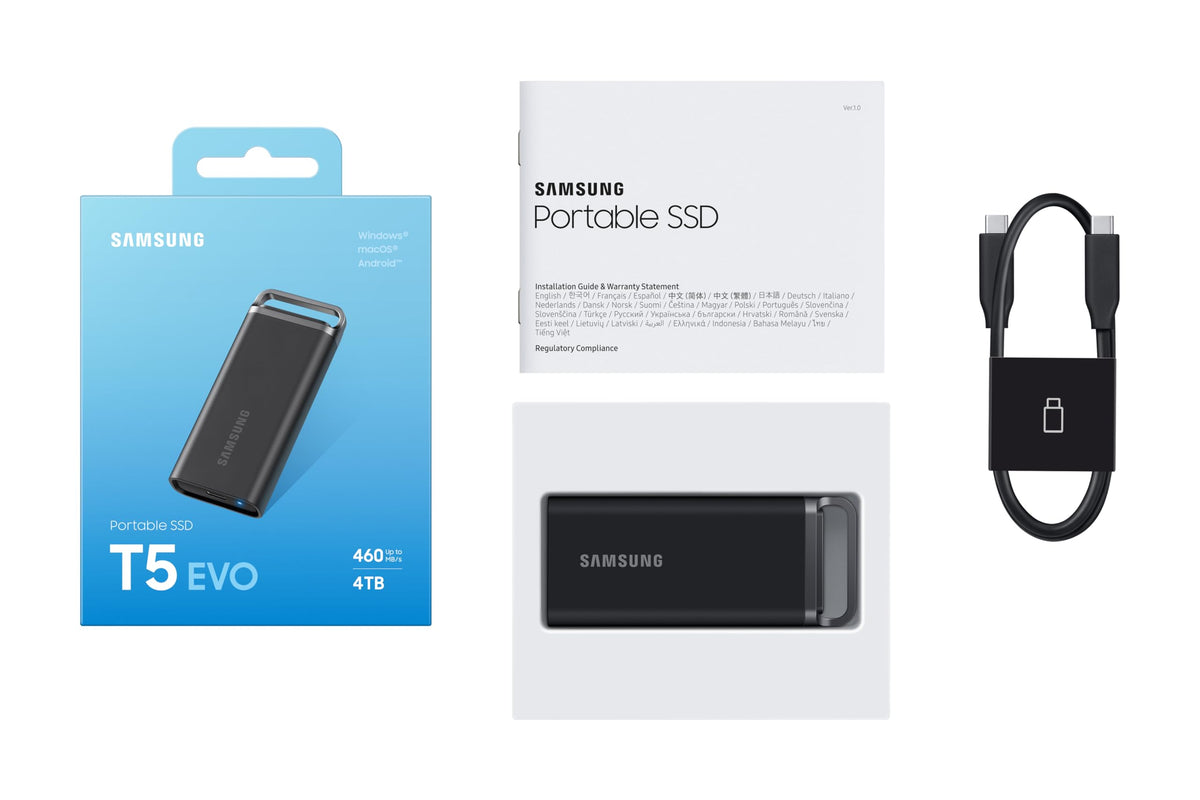 Samsung T5 EVO Portable SSD 4TB, USB 3.2 Gen 1, Up to 460MB/s