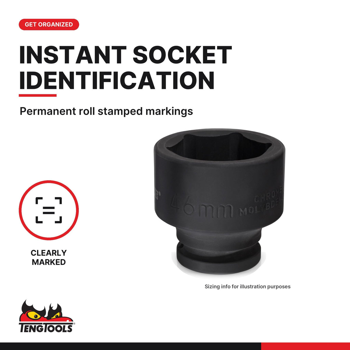 Teng Tools 1-1/2 Inch Drive 55 mm Metric Impact Socket - 912055