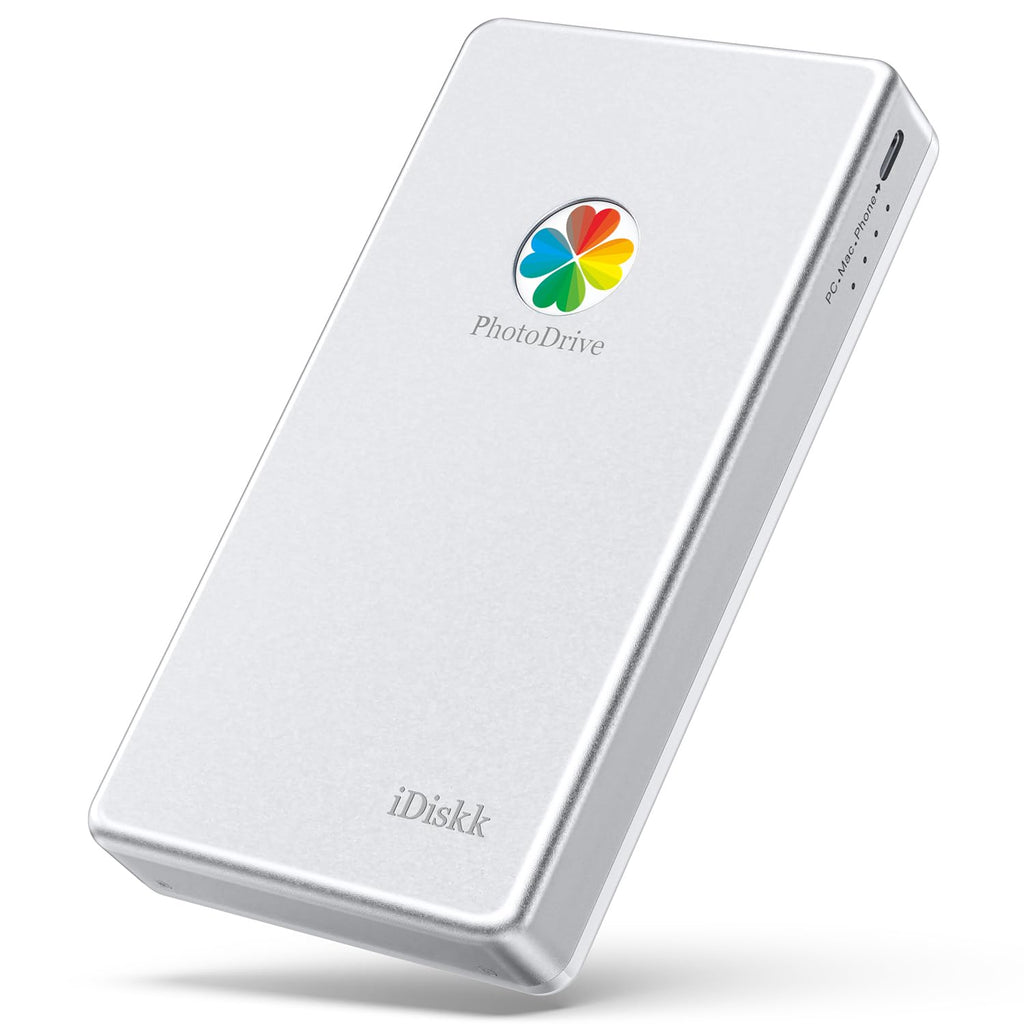 iDiskk 1TB External Hard Drive USB Photo Memory Stick for Phone Mac PC | Plug and Play with Dedicated app, Cross-Device File Transfer, Portable Photo Backup, Compatible with iOS, Windows & Mac