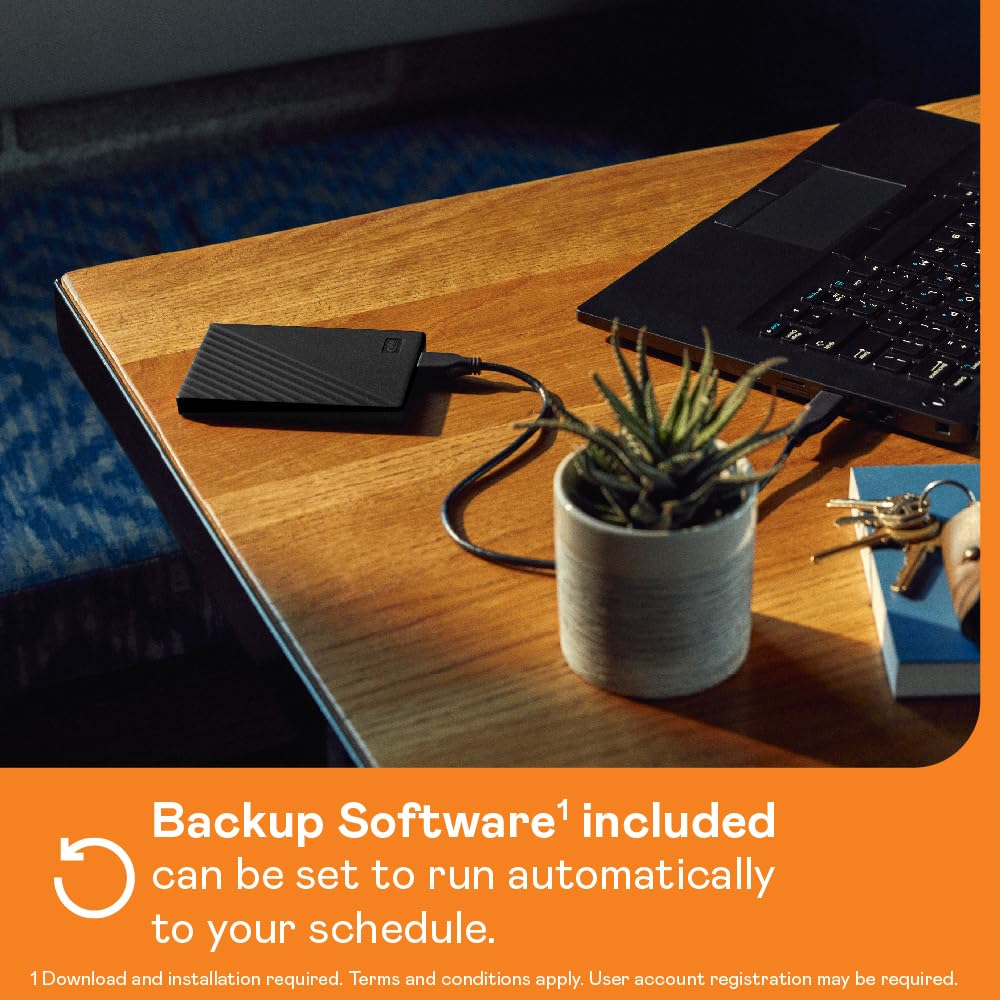 WD 2TB My Passport, Portable External Hard Drive, Black, backup software with defense against ransomware, and password protection, USB 3.1/USB 3.0 compatible - WDBYVG0020BBK-WESN