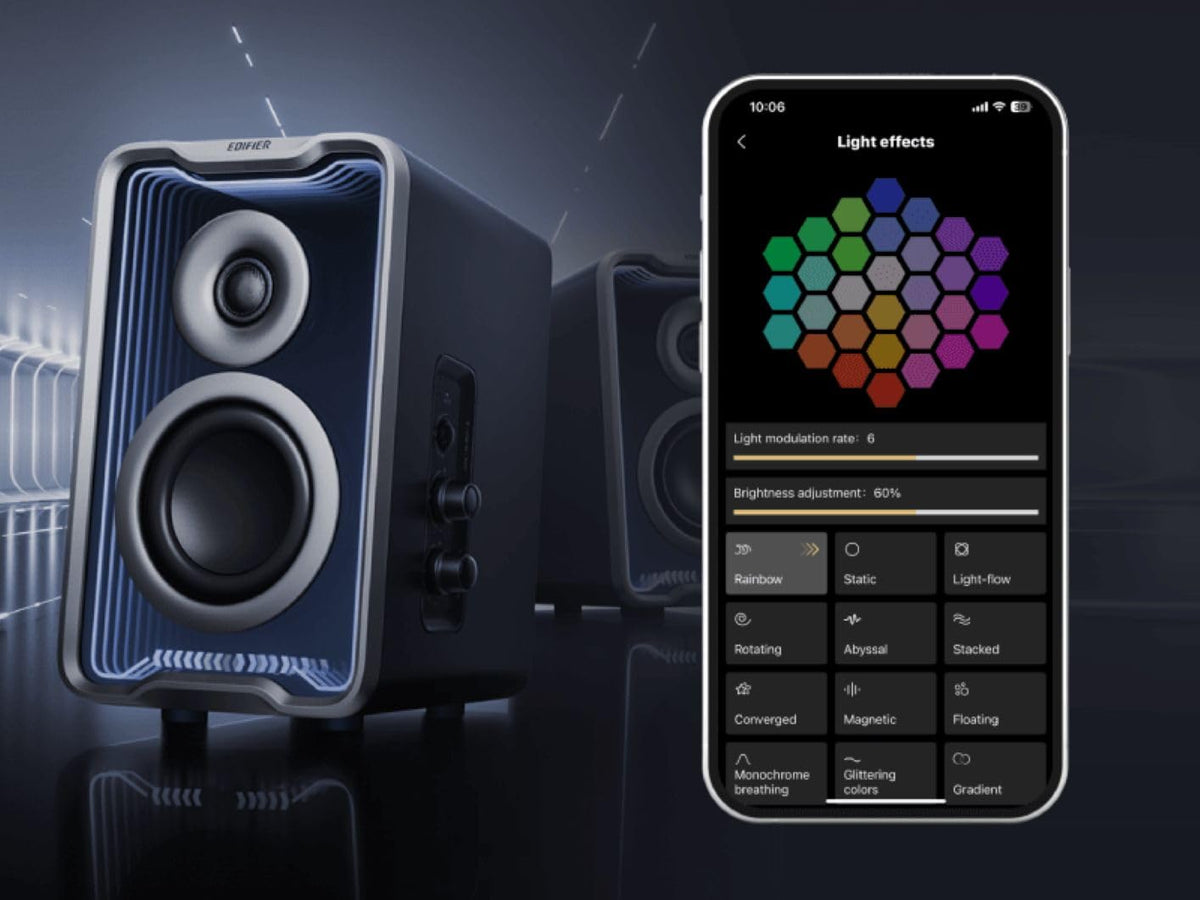 Edifier QR30 RGB Light Desktop Computer Gaming Speakers, 30W RMS, White