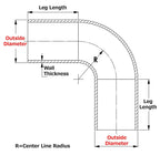 HPS AT90-500-CLR-75 6061 T6 Aluminum Elbow Pipe Tubing, 16 Gauge, 90 Degree Bend, 5" OD, 0.079" Wall Thickness, 7-1/2" Center Line Radius