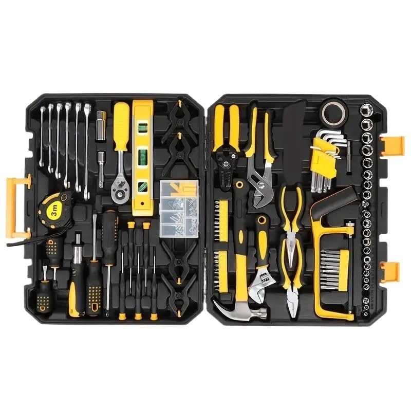 198pc Tool Set - Black & Yellow - Comprehensive Tool Kit - Durable Steel Construction - for DIY Enthusiasts & Professionals - Ideal Gift for Home Improvement Projects