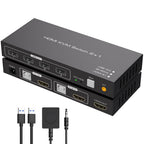 USB C KVM Switch Docking Station for 2 Montors 2 Laptops or MacBook with Displaylink,14-in-1 Thunderbolt Docking Station Support Extended/Copy Mode with 4K@60Hz HDMI and Displayport Dual Display Out