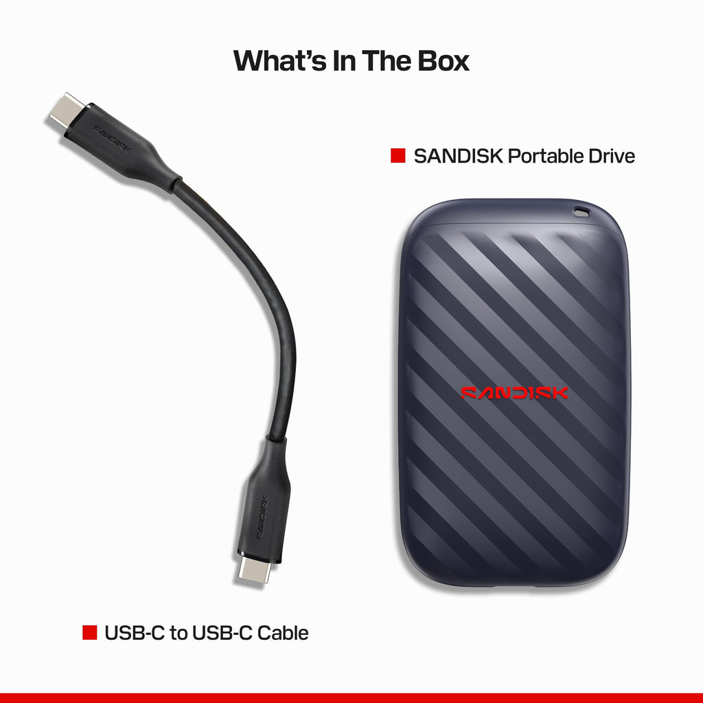 Sandisk 1TB Portable Drive, Up to 600MB/s Read Speeds - Black