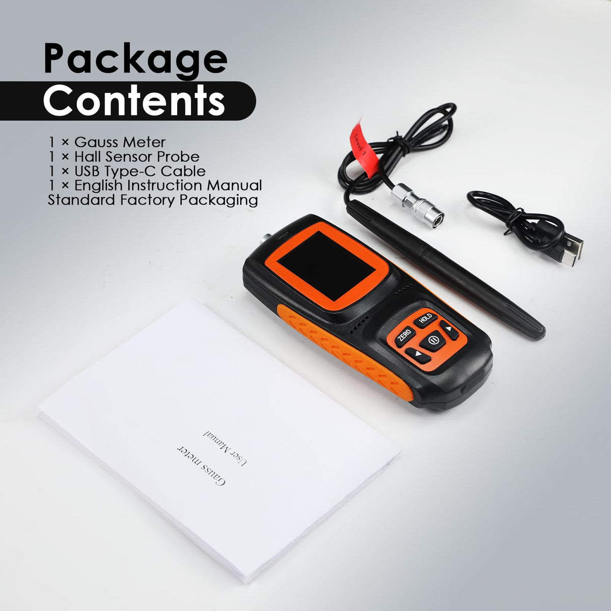 Gauss Meter ±1% High Precision Tesla Meter 0-2500mT 25000Gs Hall Sensor Magnetic Field Tester Data Storage USB Rechargeable TFT Display DC Field Measurement Device