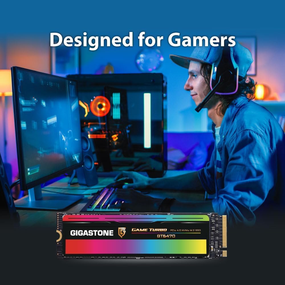 Gigastone 2TB Game Turbo PCIe Gen4x4 SSD (2-Pack) Up to 7,300MB/s with SLC Caching Gaming/PC/Desktop/Laptop 5-Year Warranty M.2 NVMe PCIe 4.0 2280 Internal Solid State Drive